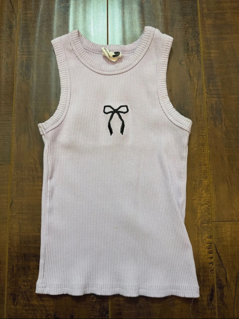 Girls lavender Ribbed Tank with Black Bow Detail